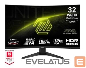 Monitoriai MSI  LCD Monitor||MAG 325CQF|31.5"|Gaming/Curved|Panel VA|2560x1440|16:9|180Hz|0.5 ms|MAG325CQF 