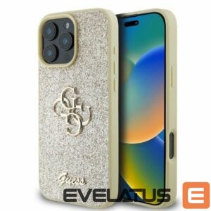 Aizmugurējais vāciņš Guess  Guess Fixed Glitter Big 4G case for iPhone 16 Pro Max - gold 