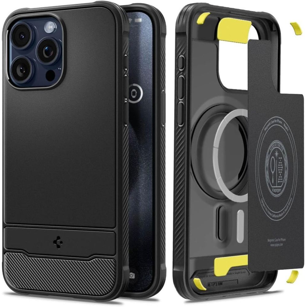 Citas preces Spigen Spigen Rugged Armor Mag Case with MagSafe for iPhone 15 Pro Max - Matte Black