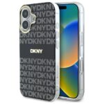 Citas preces DKNY  DKNY Repeat Texture Pattern With Stripe iPhone 16 Case - Black 