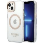 Citas preces Guess  Guess Metal Outline MagSafe Case for iPhone 15 Plus / 14 Plus - Gold 