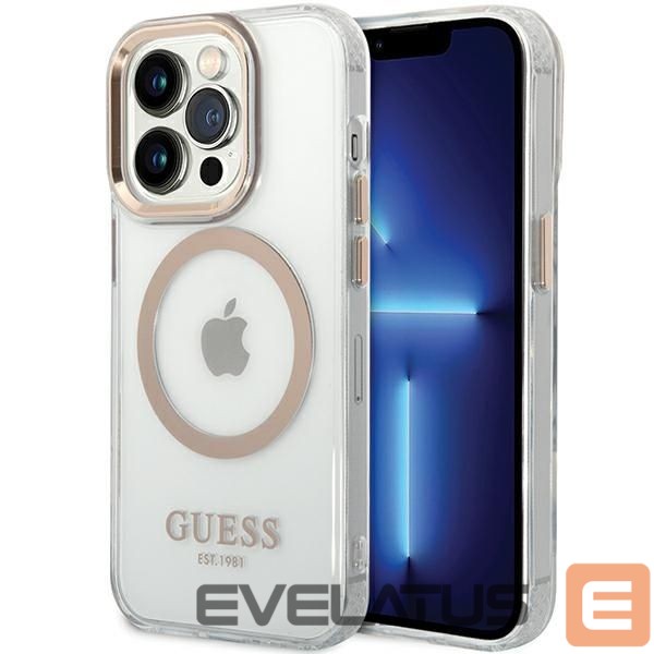 Muud kaubad Guess Guess Metal Outline Magsafe iPhone 15 Pro Max Case - Gold