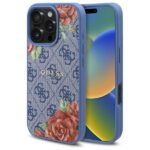 Другие товары Guess  Guess 4G Flowers Print MagSafe case for iPhone 16 Pro - blue 