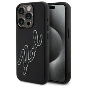 Kitos prekės Karl Lagerfeld  Karl Lagerfeld 3D Rubber Signature Case for iPhone 15 Pro Max - Black 
