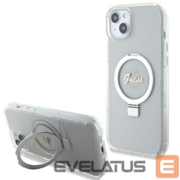 Muud kaubad Guess Guess GUHMP15MHRSGSD iPhone 15 Plus / 14 Plus 6.7" transparent/transparent hardcase Ring Stand Script Glitter MagSafe