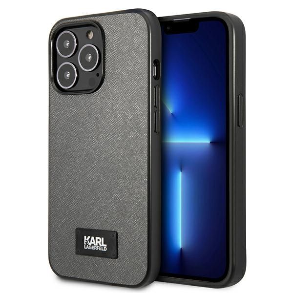 Citas preces Karl Lagerfeld Karl Lagerfeld Saffiano Plaque case for iPhone 13 Pro / 13 6.1" - silver