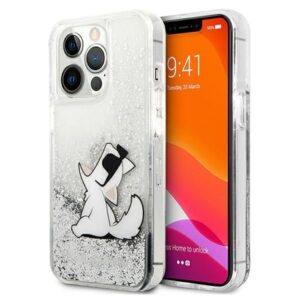 Citas preces Karl Lagerfeld  Karl Lagerfeld Liquid Glitter Choupette Fun case for iPhone 13 Pro Max 6.7" - silver 