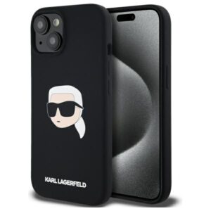 Citas preces Karl Lagerfeld  Karl Lagerfeld KLHMP15SSKHPPLK iPhone 15 6.1" black/black hardcase Silicone Karl Head Print MagSafe 
