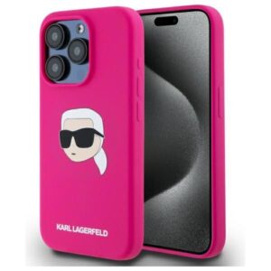 Citas preces Karl Lagerfeld  Karl Lagerfeld KLHMP15XSKHPPLF iPhone 15 Pro Max 6.7" fuchsia/fuschia hardcase Silicone Karl Head Print MagSafe 