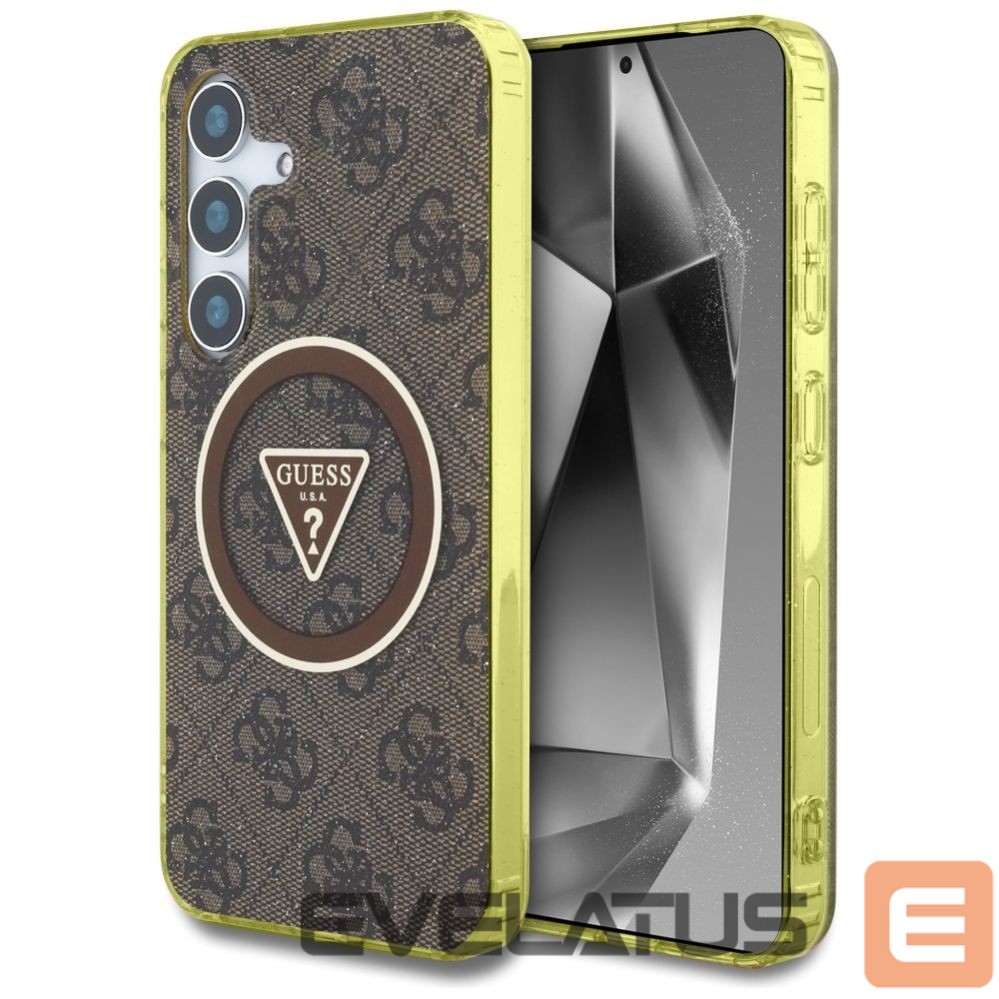 Muud kaubad Guess Guess 4G Glitter Triangle Buttons MagSafe Case for Samsung Galaxy S25 Brown