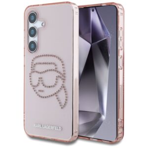 Citas preces Karl Lagerfeld  Karl Lagerfeld Rhinestones K. Head Logo Samsung Galaxy S25 Case Pink 