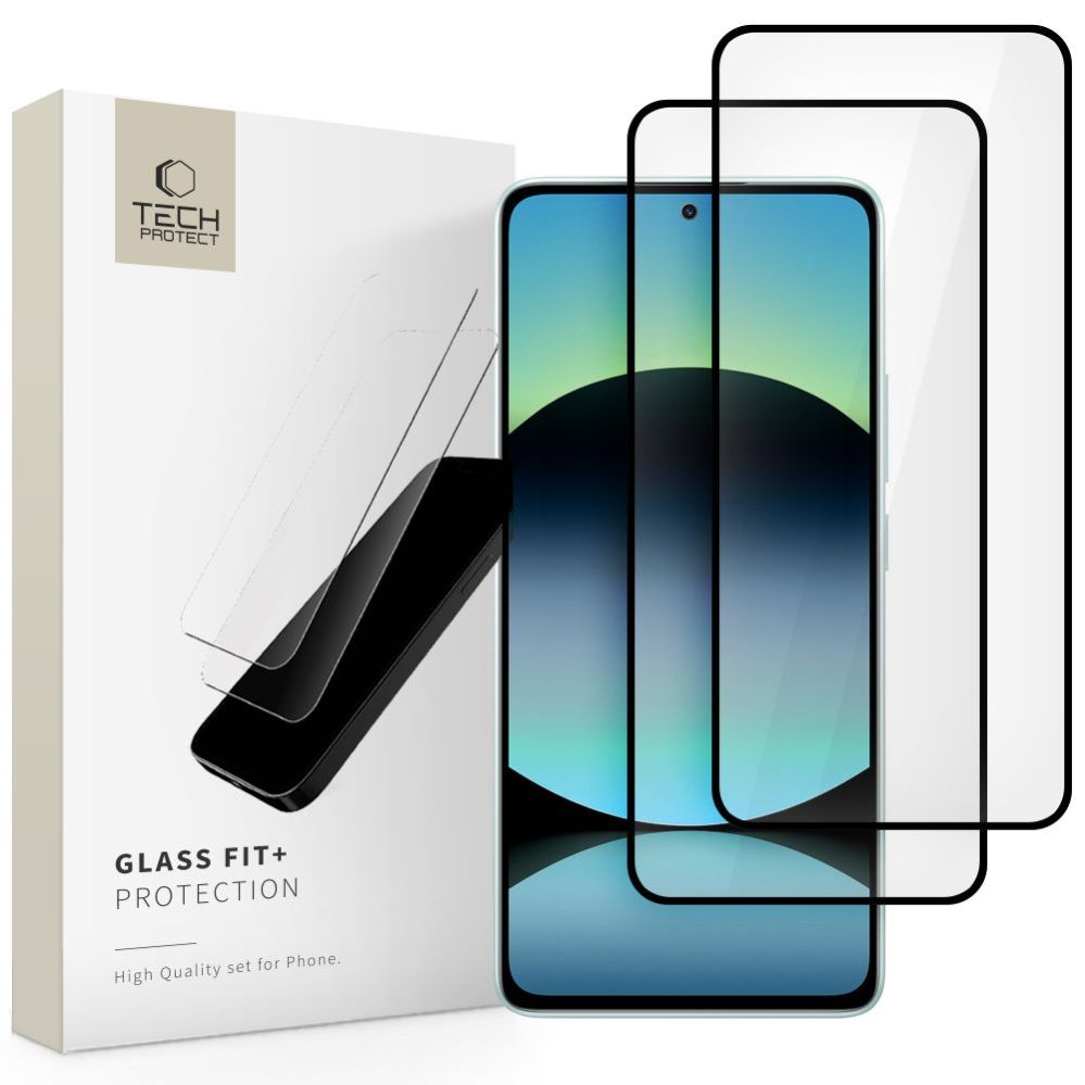 Citas preces Tech-Protect Tech-Protect Glass Fit +2-Pack Tempered Glass for Xiaomi Redmi Note 14 4G / 5G - Black
