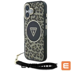 Muud kaubad Guess  Guess HC IML Leopard Triangle Cord Strap MagSafe iPhone 16 Case - Brown 