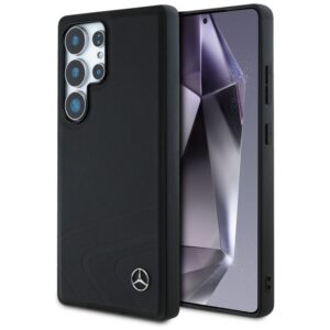 Kitos prekės Mercedes-Benz  Mercedes Leather Horizontal Debossed Curves MagSafe Case for Samsung Galaxy S25 Ultra - Black 