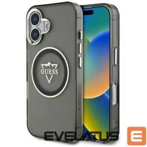 Citas preces Guess  Guess IML Metal Mountain Logo MagSafe case for iPhone 16 - black 