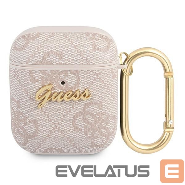 Citas preces Guess Guess 4G Script Metal Collection Case for AirPods 1 / 2 - Pink