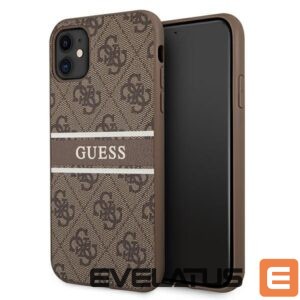 Citas preces Guess  Guess 4G Stripe case for iPhone 11 / Xr 6.1" - brown 