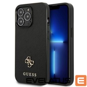 Citas preces Guess  Guess Saffiano 4G Small Metal Logo case for iPhone 13 Pro / 13 6.1" - black 