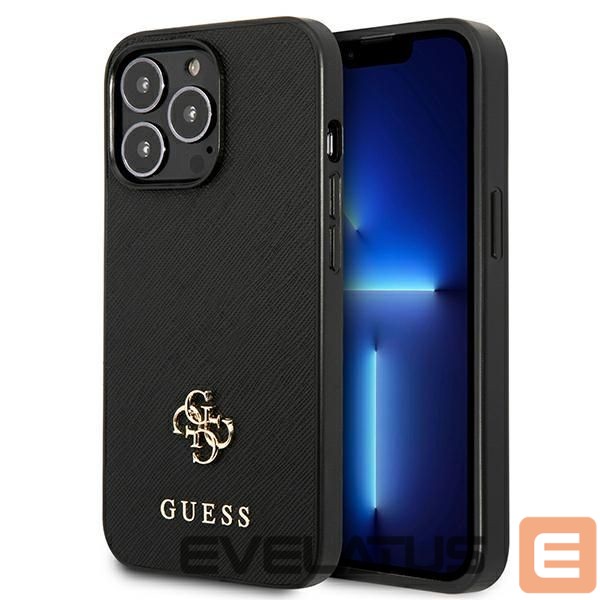 Citas preces Guess Guess Saffiano 4G Small Metal Logo case for iPhone 13 Pro / 13 6.1" - black