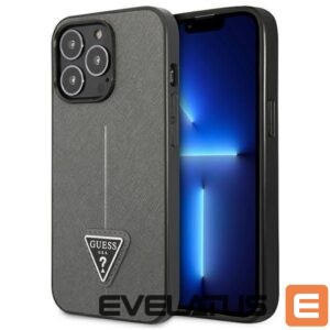 Citas preces Guess  Guess Saffiano Triangle Logo case for iPhone 13 Pro / 13 6.1" - silver 