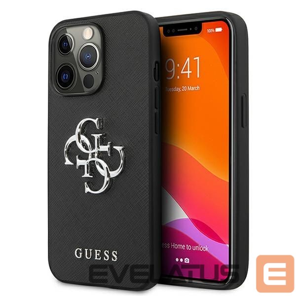 Citas preces Guess Guess Saffiano 4G Metal Logo case for iPhone 13 Pro / 13 6.1" - black