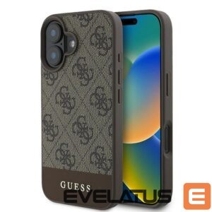 Citas preces Guess  Guess 4G Bottom Stripe Case for iPhone 16 Plus 6.7" - Brown 