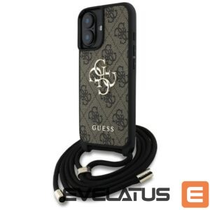 Citas preces Guess  Guess 4G Big Logo Cord Stap Crossbody Case for iPhone 16 Plus Brown 