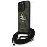 Citas preces Guess  Guess 4G Big Logo Cord Stap Crossbody Case for iPhone 16 Pro Brown 