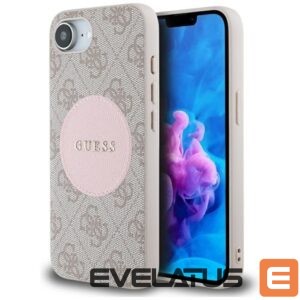 Citas preces Guess  Guess 4G Circle Classic Logo MagSafe case for iPhone 16e - pink 