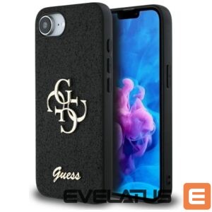 Citas preces Guess  Guess Fixed Glitter Big 4G case for iPhone 16e - black 