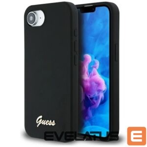 Citas preces Guess  Guess Silicone Script Metal Logo MagSafe iPhone 16e Case - Black 