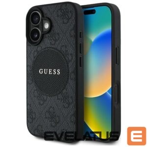Citas preces Guess  Guess 4G Circle Classic Logo MagSafe case for iPhone 16 - black 