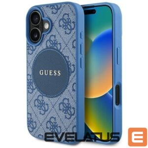 Citas preces Guess  Guess 4G Circle Classic Logo MagSafe case for iPhone 16 - blue 