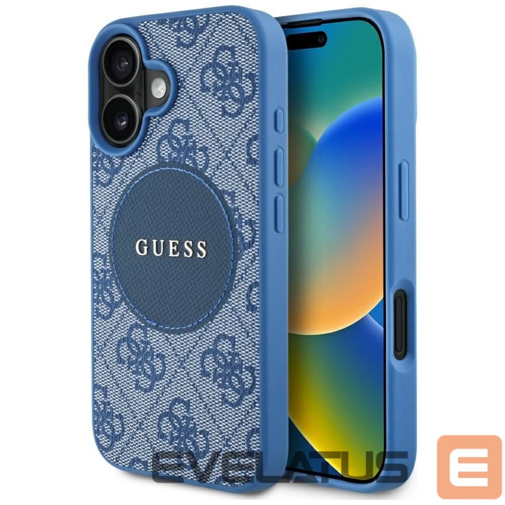 Citas preces Guess Guess 4G Circle Classic Logo MagSafe case for iPhone 16 - blue