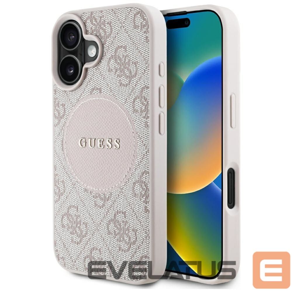 Citas preces Guess Guess 4G Circle Classic Logo MagSafe iPhone 16 Case - Pink