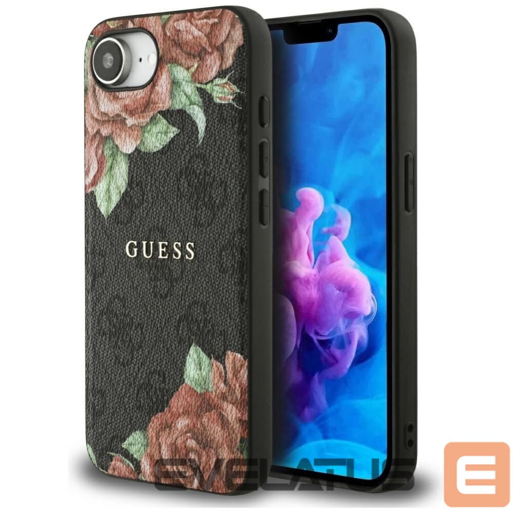Citas preces Guess Guess 4G Flowers Print MagSafe case for iPhone 16e - black