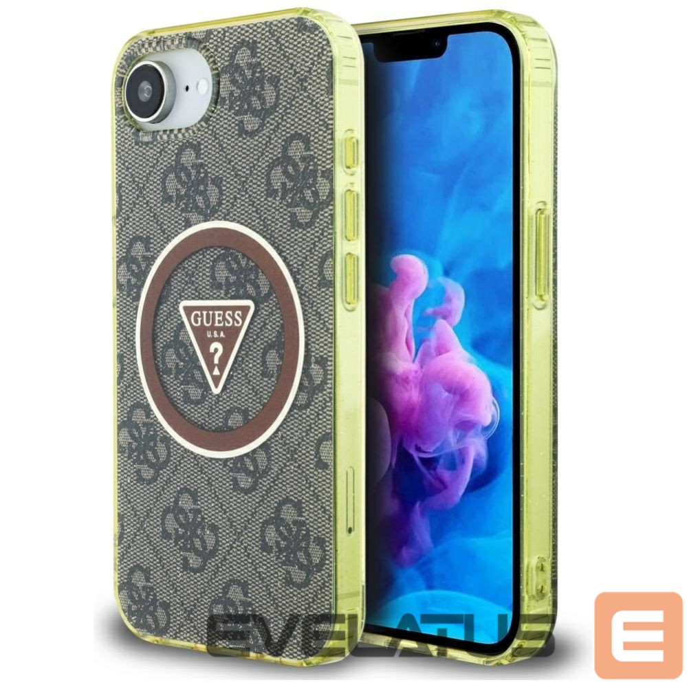 Citas preces Guess Guess IML Metal Glitter 4G Circle Triangle MagSafe case for iPhone 16e - brown