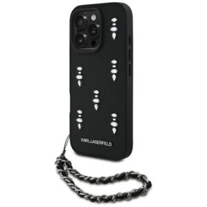 Citas preces Karl Lagerfeld  Karl Lagerfeld Saffiano Crystals w/Chain iPhone 16 Pro Case - Black 