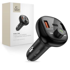 Citas preces Tech-Protect  Tech-Protect CC06 3-port PD72W car charger with transmitter - black 