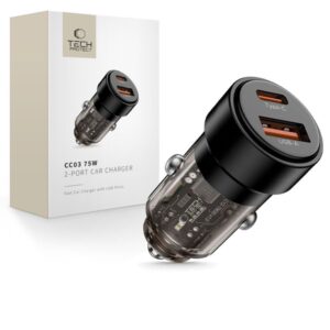 Citas preces Tech-Protect  CC03 2-port PD75W car charger - black 