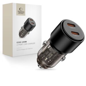 Citas preces Tech-Protect  CC03 2-port PD100W car charger - black 