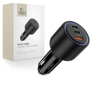 Citas preces Tech-Protect  CC04 3-port PD130W car charger - black 