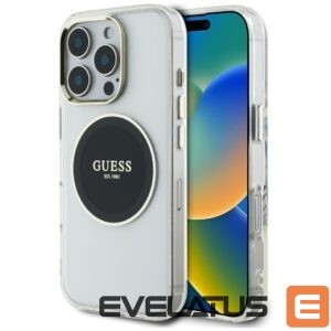 Citas preces Guess  Guess IML Metal Colored Circle Classic Logo MagSafe Case for iPhone 16 Pro Max - Black 