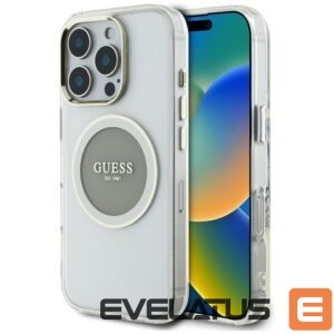 Citas preces Guess  Guess IML Metal Colored Circle Classic Logo MagSafe case for iPhone 16 Pro - gray 