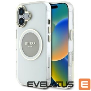 Citas preces Guess  Guess IML Metal Colored Circle Classic Logo MagSafe case for iPhone 16 - gray 