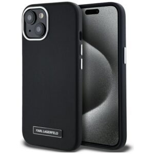 Kitos prekės Karl Lagerfeld  Karl Lagerfeld FW Metal Plate MagSafe iPhone 15 Case - Black 