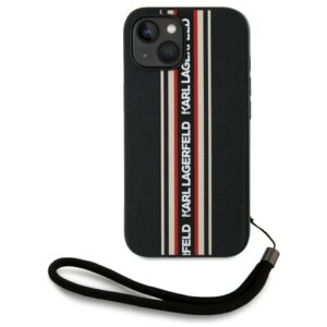 Citas preces Karl Lagerfeld  Karl Lagerfeld Saffiano Athleisure Stripes Cord iPhone 15 Case - Red 