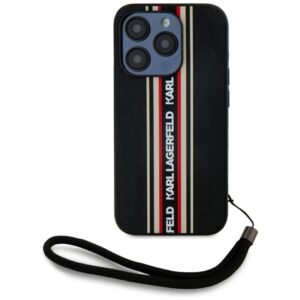 Citas preces Karl Lagerfeld  Karl Lagerfeld Saffiano Athleisure Stripes Cord iPhone 15 Pro Case - Red 