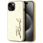 Kitos prekės Karl Lagerfeld  Karl Lagerfeld Wrinkled Metal Signature iPhone 15 Case - Gold 