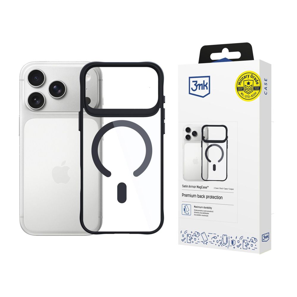 Muud kaubad 3MK 3mk Satin Armor MagCase for iPhone 17 Pro - Transparent Black